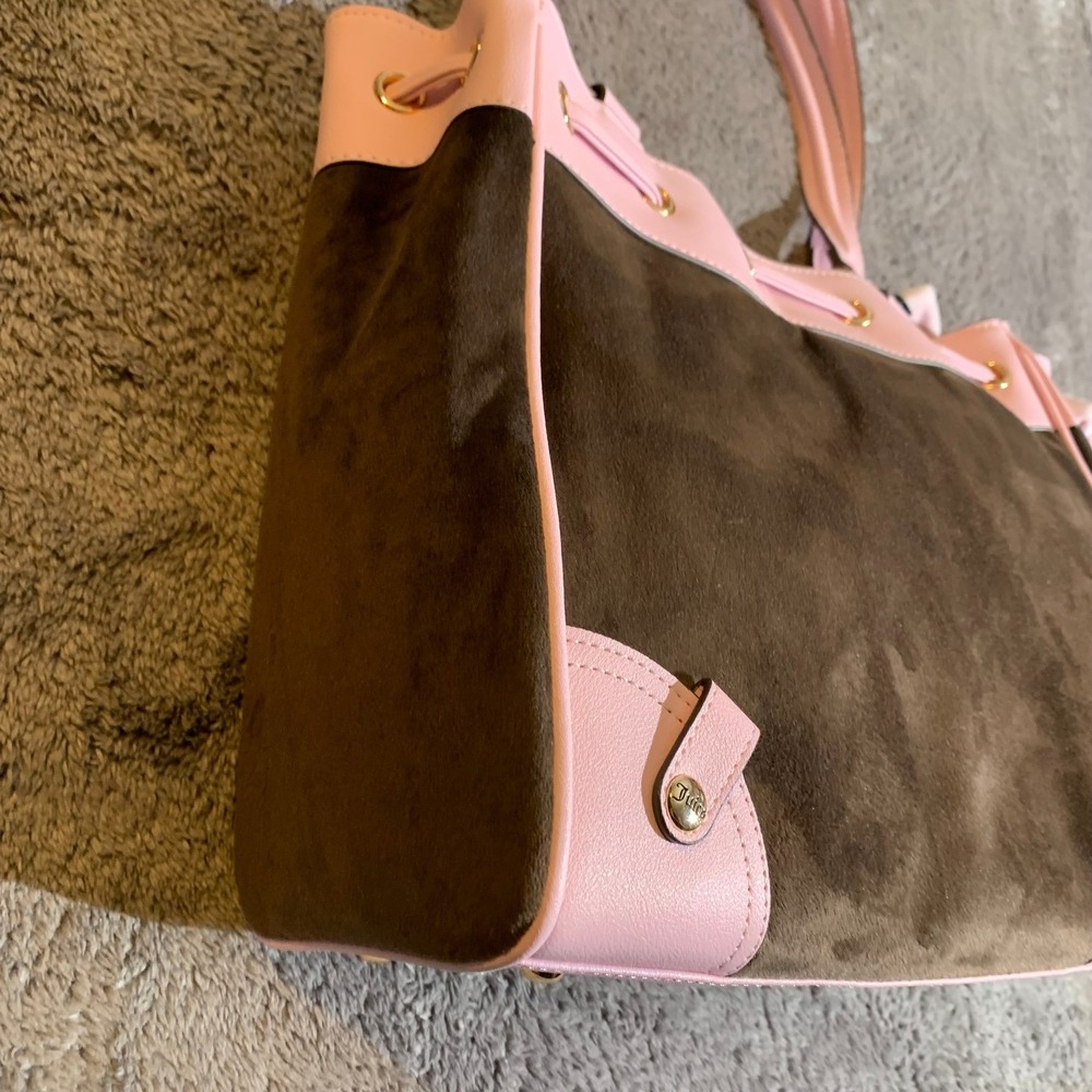 Juicy Couture Classic Y2K Tote Chocolate Pink Velour Bow Bag NEW - Picture 7 of 12